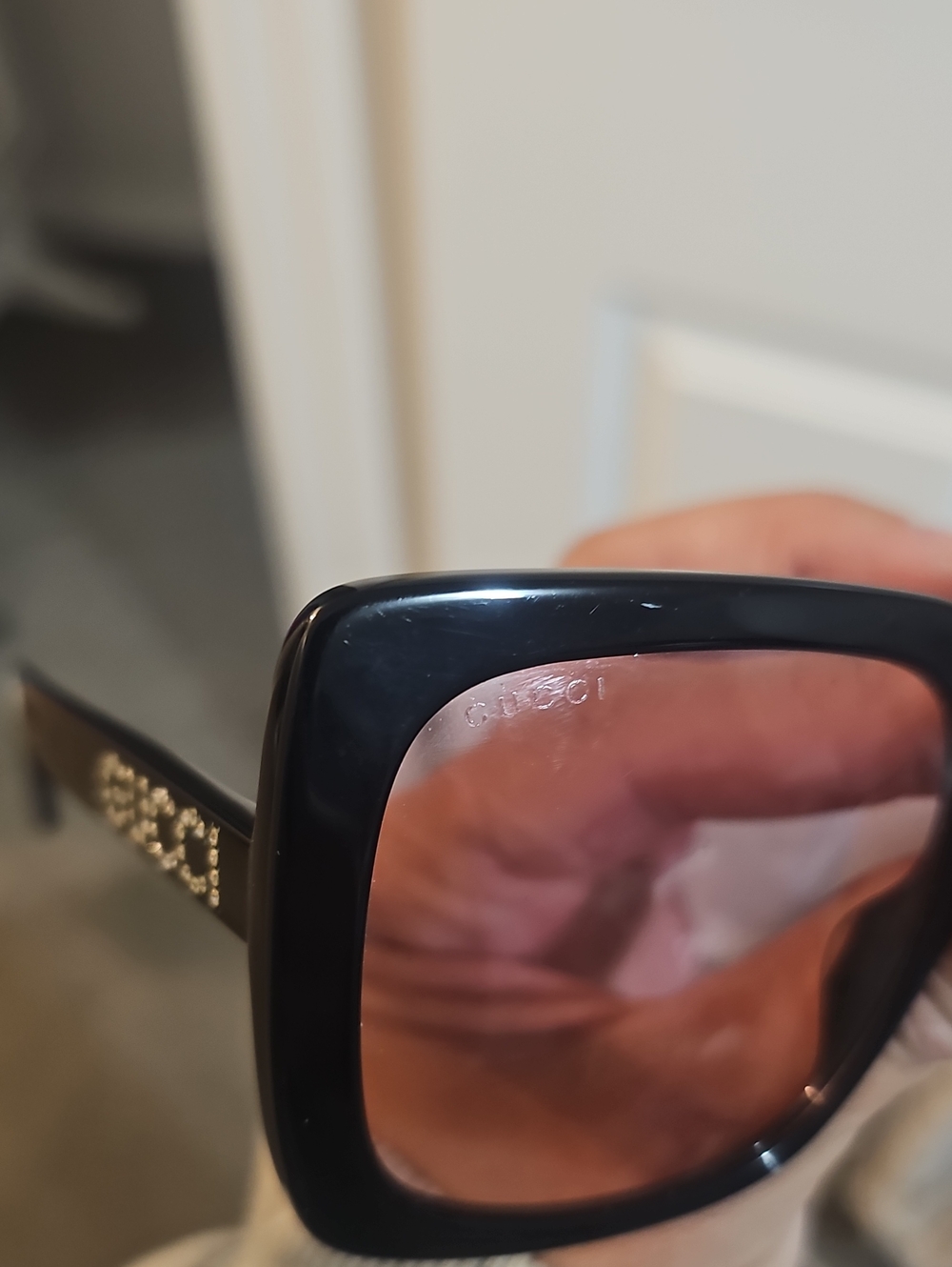 Gucci Black Square Sunglasses with Brown Gradient Lenses